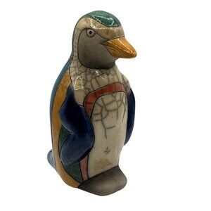 Fenix Raku Pottery Handcrafted Signed 5.5" Ceramic Penguin Artisan Collectible